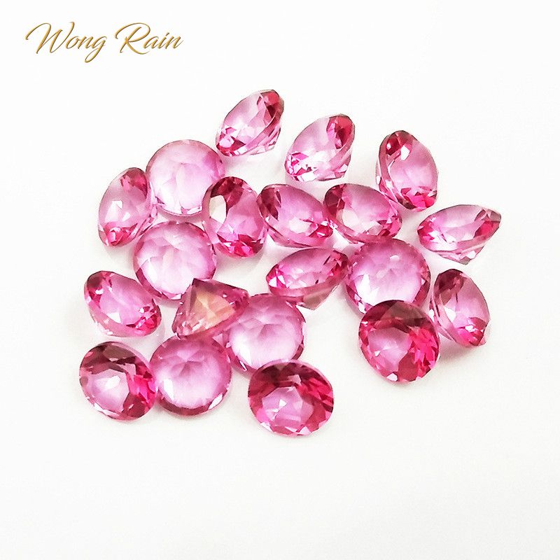 Wong Regen Top 1 PCS Natuursteen 7 MM Ronde Roze Topaz Losse Edelsteen DIY Stenen Decoratie Sieraden veel Bulk