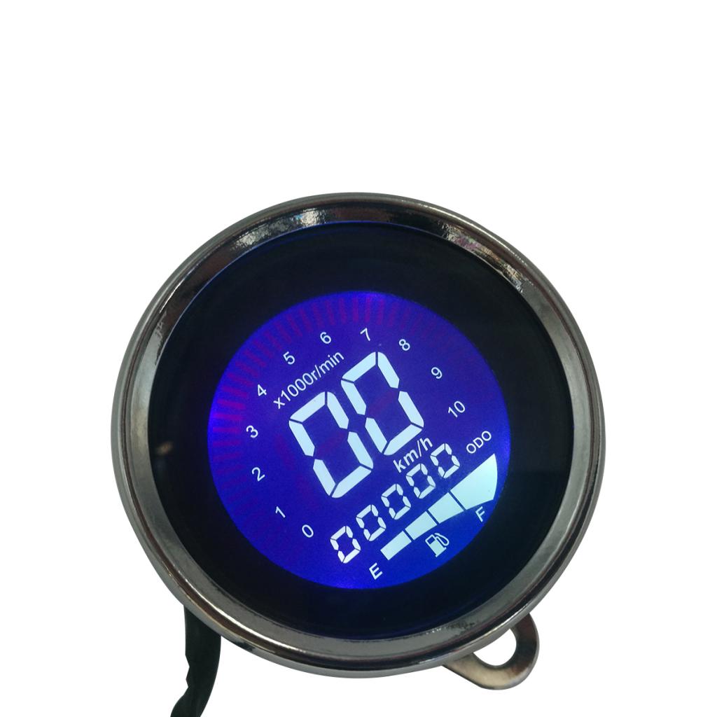 Universal Motorcycle Speedometer Odometer Gauge Instrument with 7 Colors Backlit LED Indicator