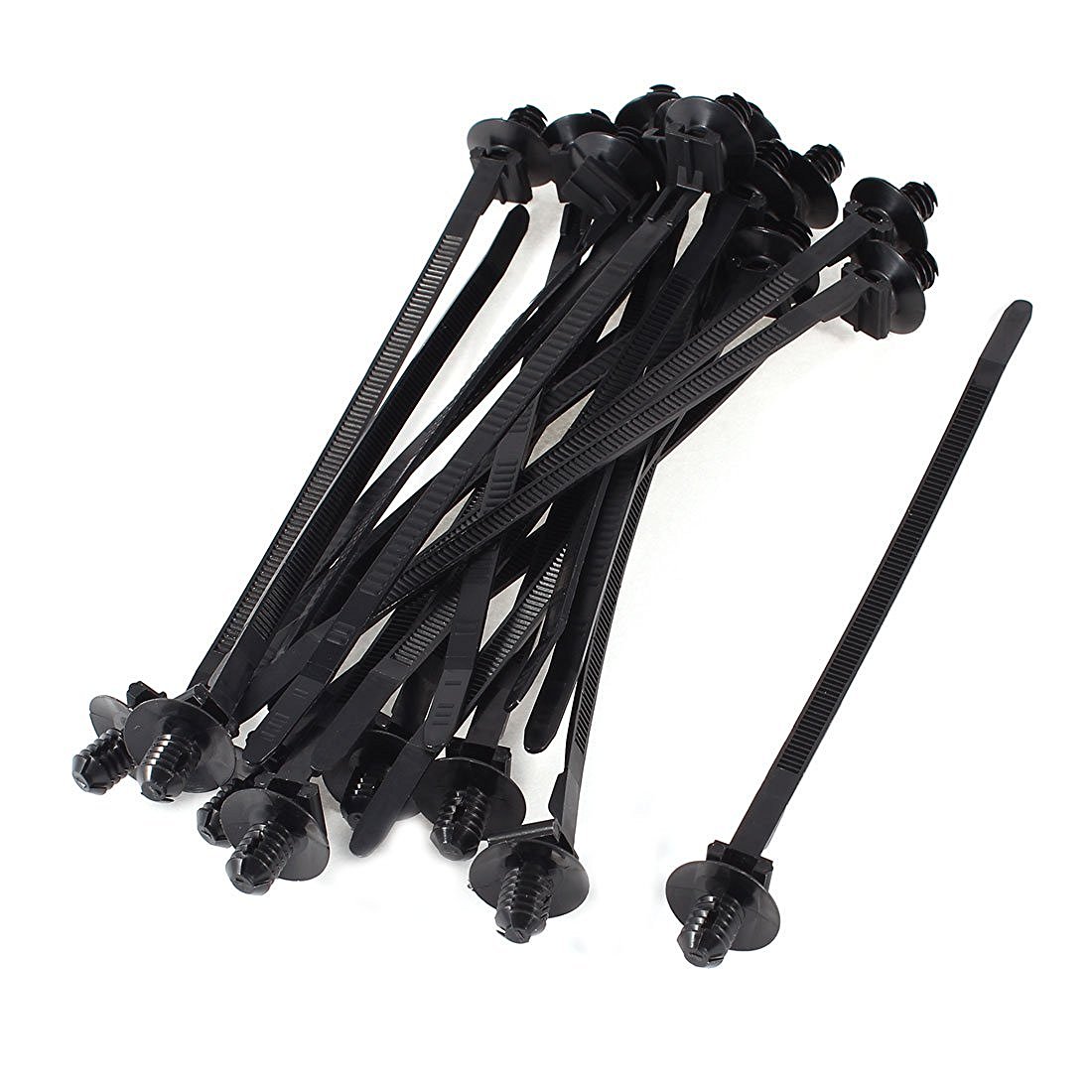 Nylon Push Mount Car Dome Cable Zip Tie, 162mm Length, 20 Pcs, Black