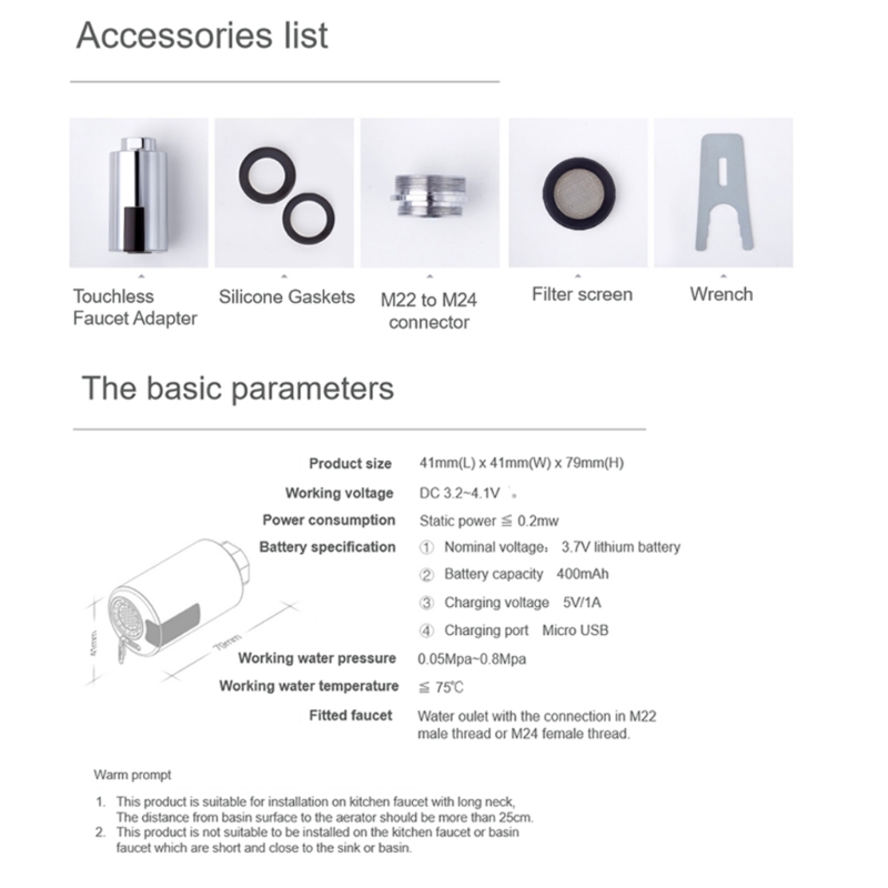 Adaptateur de capteur infrarouge de robinet Intelligent sans contact, économie d'eau d'évier, adaptateur de buse de robinets automatiques pour cuisine salle de bains