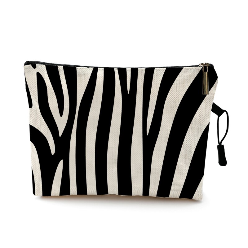 Kosmetyczka Case kobiety kosmetyczka moda wzór w cętki Zebra paski nastolatek dziewczyny panie kosmetyki makijaż woreczki organizator: Ciemnoszary