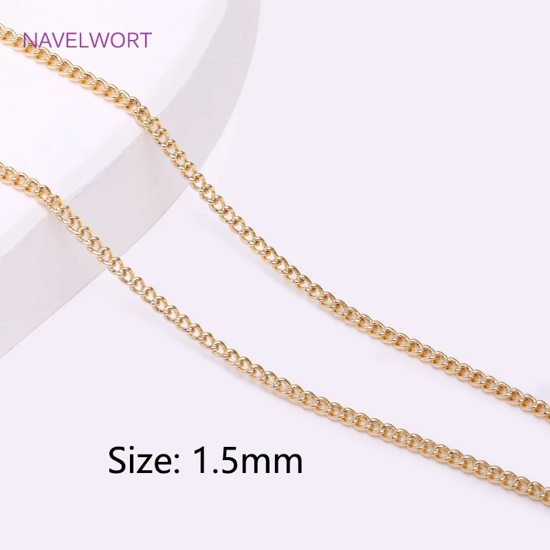 Multi tipos de cadenas finas chapadas en oro Real, cadena a granel para fabricación de joyería, manualidades DIY, para hacer joyería al por mayor: S / YELLOW