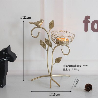 Nordic Wrought Iron Golden Bird Aroma Candle Holder Decoration Romantic Dining Table Decoration Candle Holder Small Decoration: B