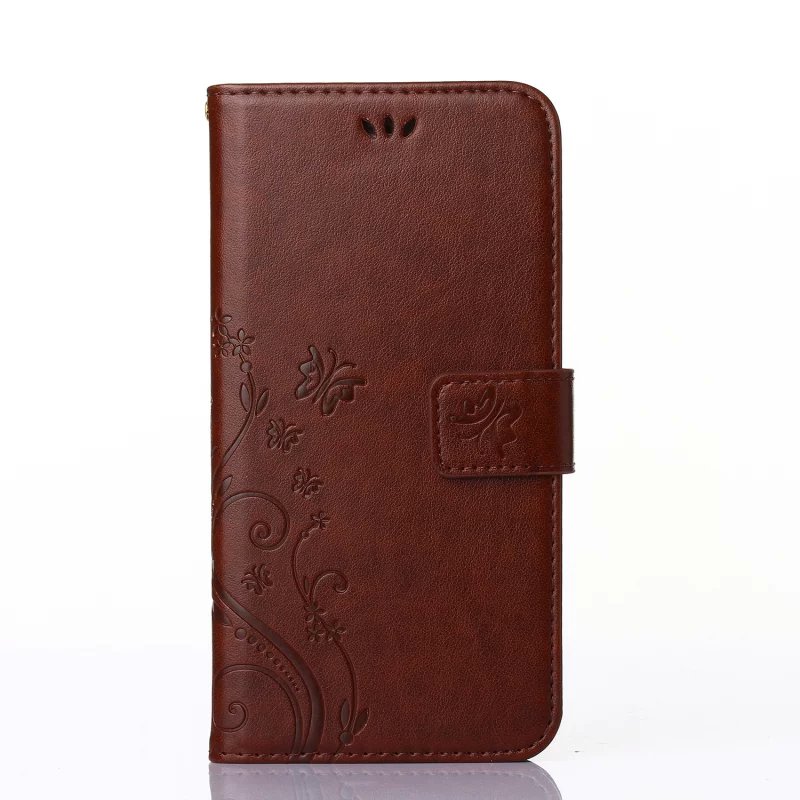 Voor Samsung Galaxy Xcover 3 G388F Xcover3 G388 Case portemonnee Vlinder bloem Magnetische Holster Flip PU Lederen Gevallen: Bruin