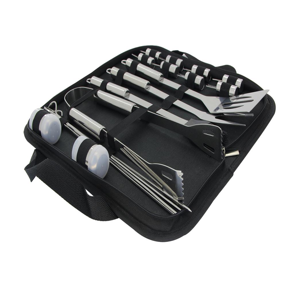 5~20 PCS Stainless Steel BBQ Tools Set Barbecue Grilling Utensil Accessories Camping Outdoor Cooking Tools Kit with Aluminum Box: 18 PCS 1Set