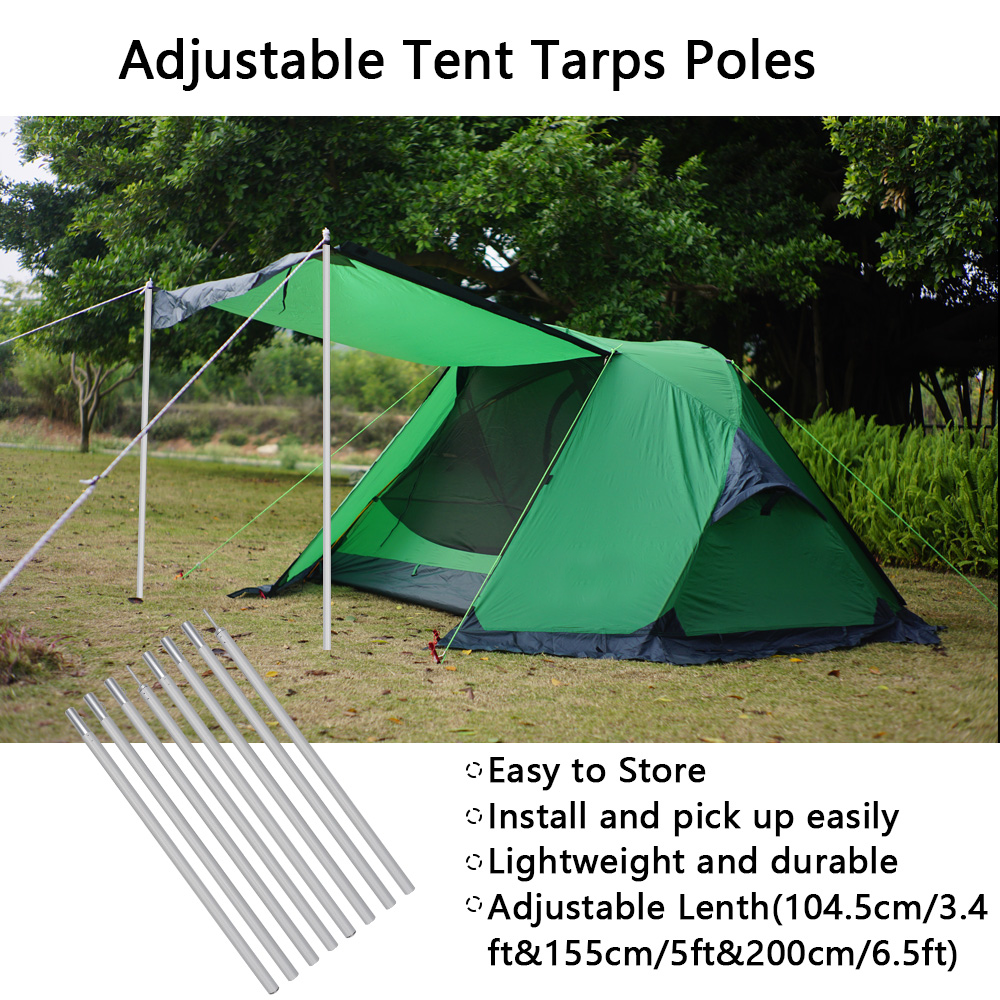 Barres de Support d&#39;auvent en aluminium réglables, avec sac de rangement, tiges de Support légères pour le Camping