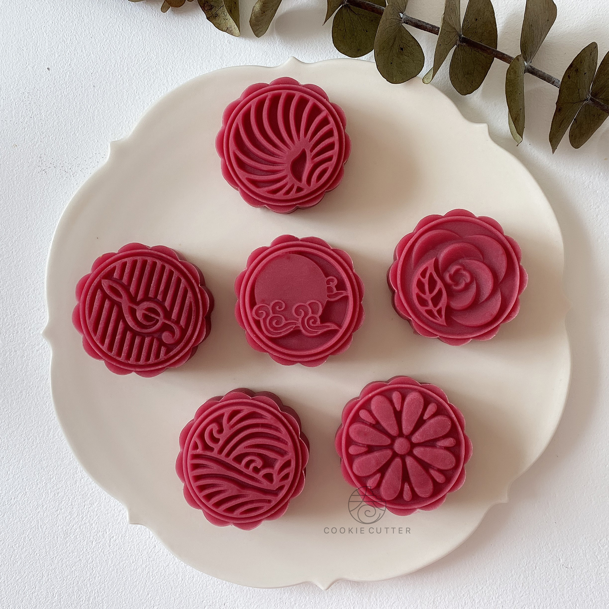 6 Stks/set 50G Chinese Stijl Patroon Mooncake Mal Handdruk Deegvorm Mid Autumn Festival Fondant Rijstcake Decoratie Ook