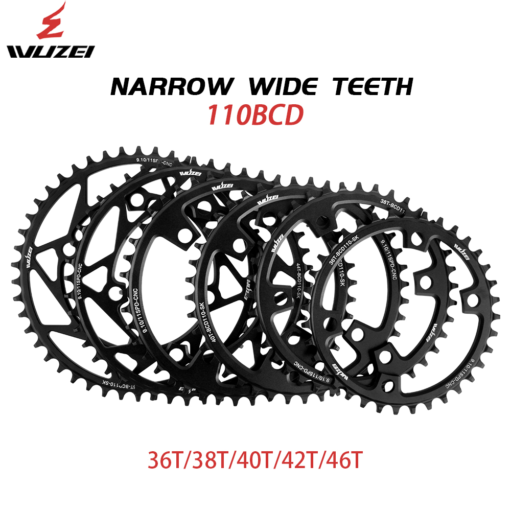 WUZEI Racefiets Kettingblad 110 BCD 36/38/40/42/44/46/48/50/52/54/56/58 T Smalle Brede Sterren Tandwiel 4 Bouten voor Shimano R7000 4700