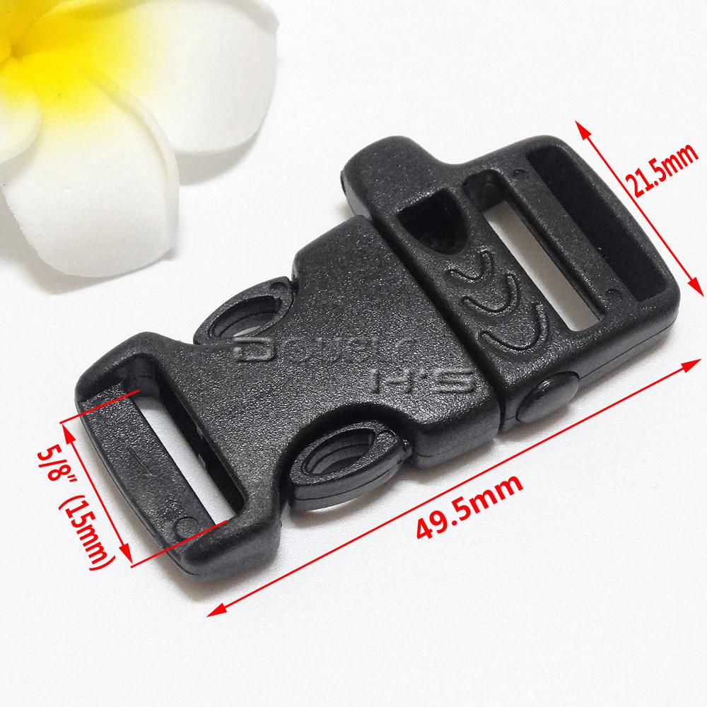 5 stks/partij 5/8 "(15mm) Emergency Side Release Whistle Gespen Paracord Armband