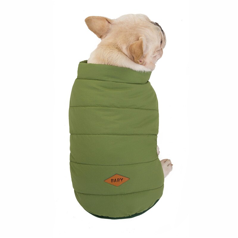Liten hund dunväst husdjursparkas vinter bomullsvadderad jacka varm valpkläder kappa för medium hund yorkshire bulldog(s/m/l): Armégrön / M