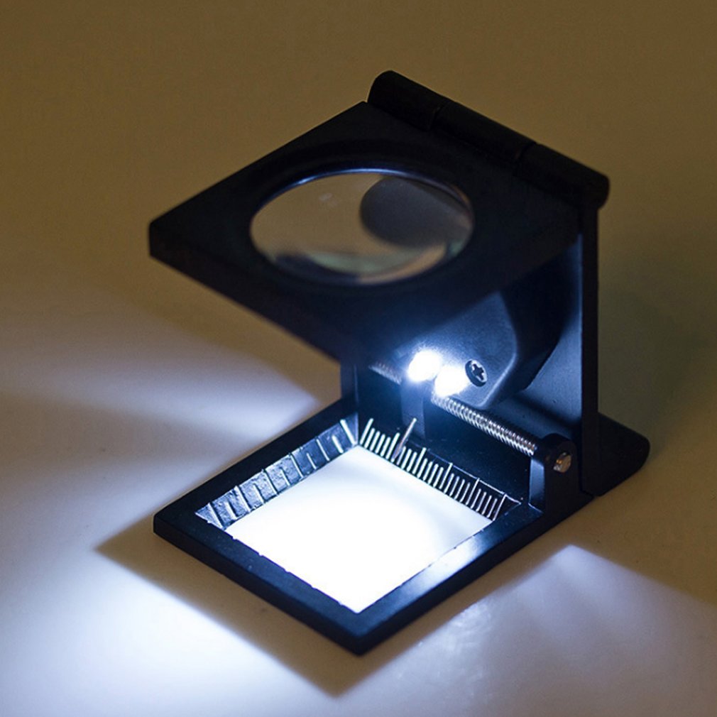 10x Scale Magnification 2 LED Lupa Optical Lenses Magnifying Glass Foldable Scale Magnifier Illumination Light Printing fabric