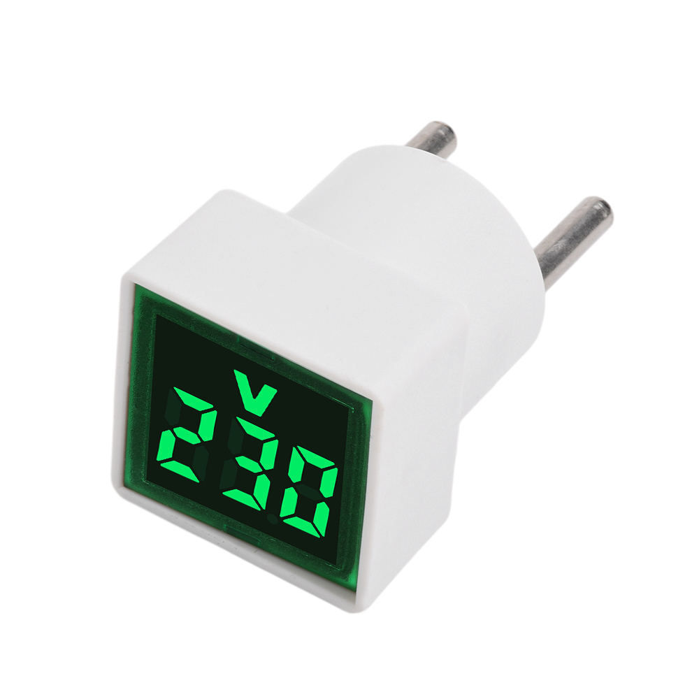 Ac 220v 50 ~ 500v led digital ac voltmeter indikator eu stik led digital ac voltmeter indikator strømforsyning spændingstest monitor: Hvid