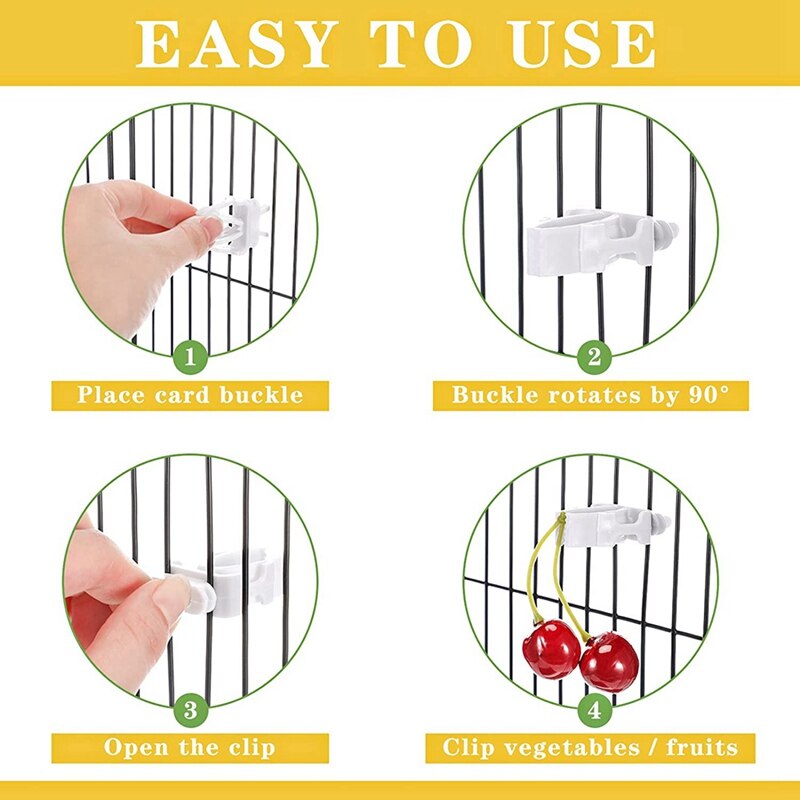 Clip de verduras de 6 piezas para aves, comedero de jaula para aves, alimentación de verduras y frutas para loros