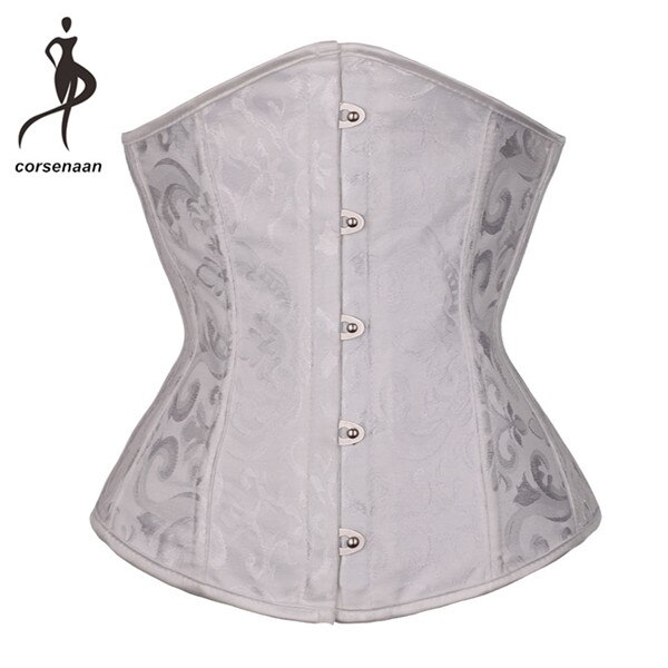 Black/White Women Wiast Shaper Long Troso Waist Training Corset 14 Steel Boned Underbust Corsets Size XS-2XL 28331#: White / XL