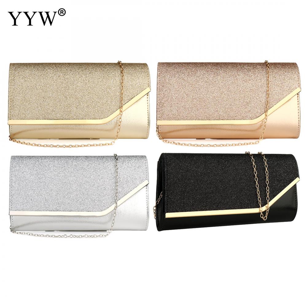 Sequined Envelope Clutch Bags For Women Gold Purses And Handbags With Chain Shoulder Bags Wedding Party Clutches