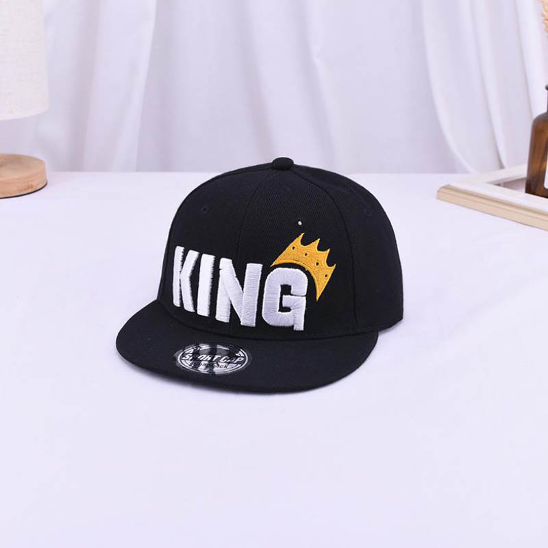 Doitbest låve baseball lokk hofte hopp 2 til 8 år gammel konge brev broderi låve sol lue takrenne jenter caps snapback hattemaker: Svart