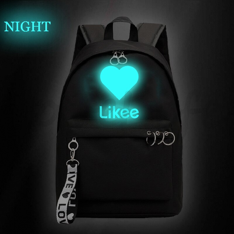 Likee live Luminous backpack Mochila Boys Girls Bookbags Children School Bags Teens back to school Black Pink Travel bags: 12