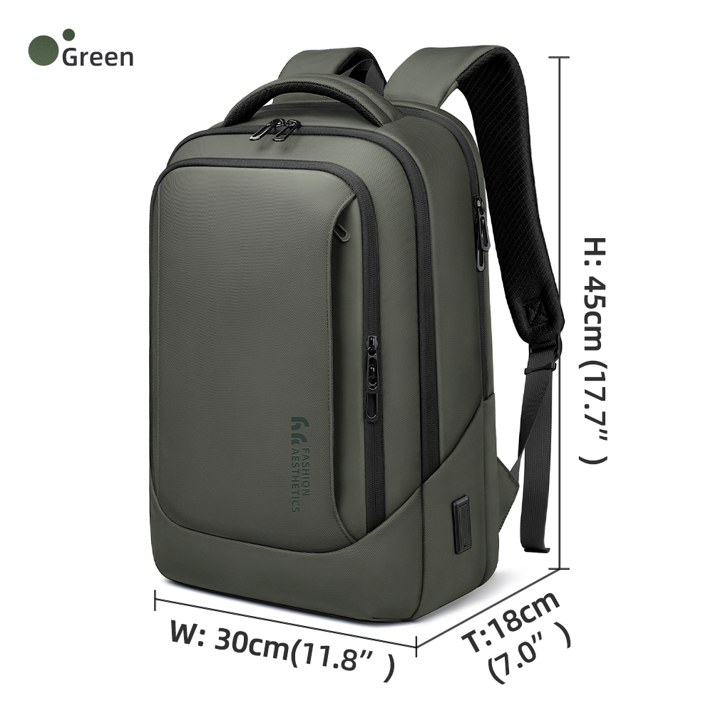Mochila de negocios HK, bolso multifuncional para ordenador portátil de 15,6 "para hombre, mochilas de viaje de gran capacidad, mochilas escolares impermeables, mochila de trabajo: Verde