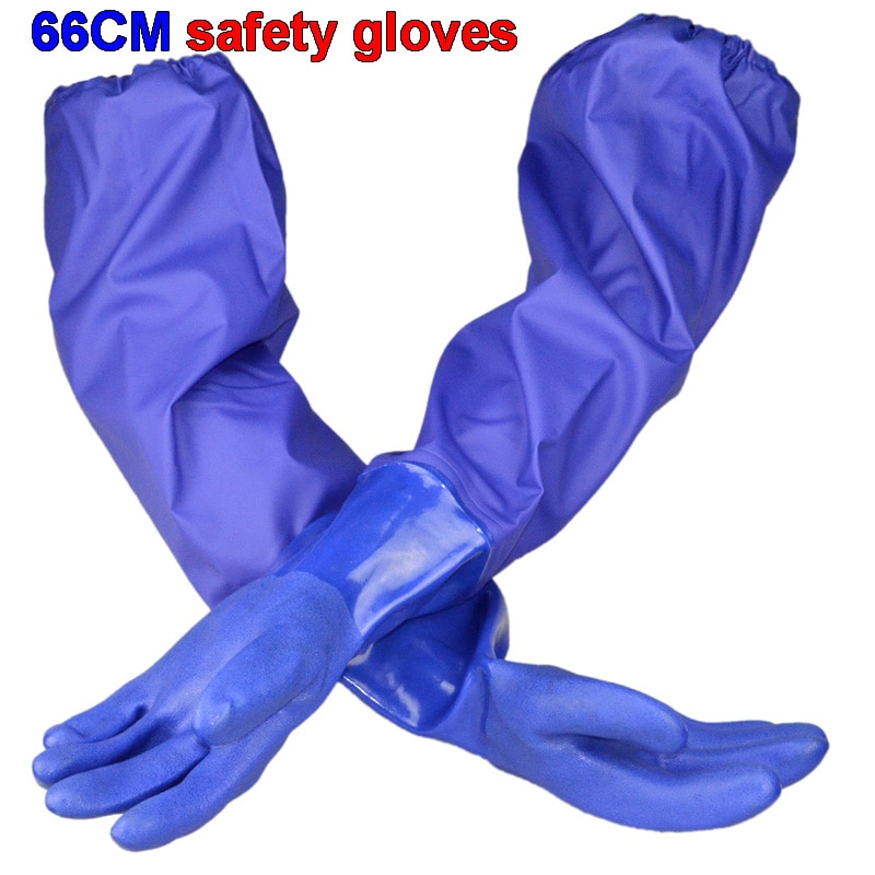SAFETY-INXS 66 cm Zuur en alkali bestendige handschoenen PVC Dompelen Olie slip waterdichte handschoenen Chemische handschoenen