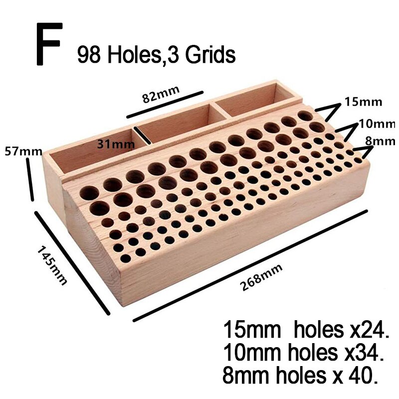 24/46/68/76/98 Holes Wooden Leathercraft Rack Stand DIY Carving Punching Tools Holder Organizer Storing Leather Tool Storage Box: F
