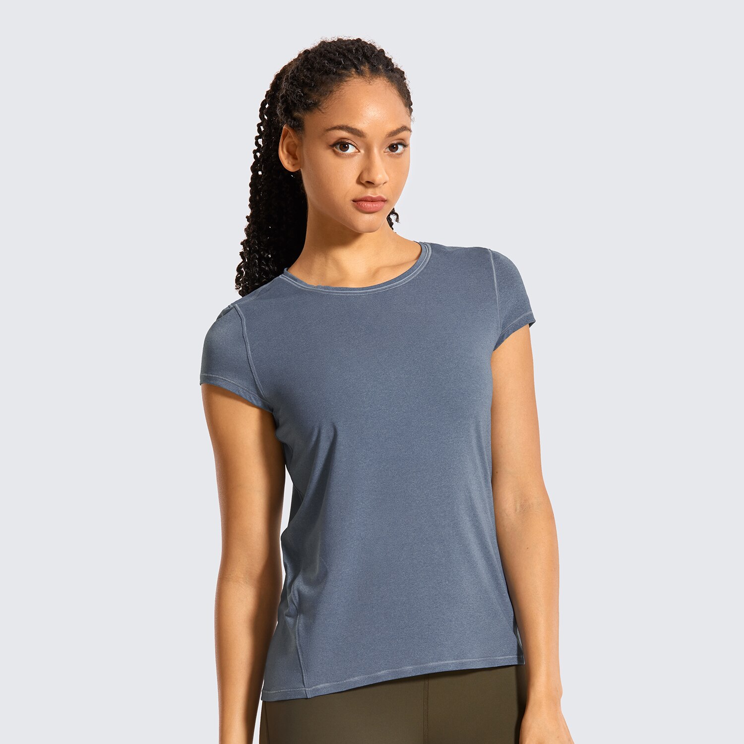 Syrokan sportstøj kortærmede tshirts kvinder sports t-shirt activewear løbetoppe træning gym tøj letvægts lyng: X-stor / Lyngblå 02