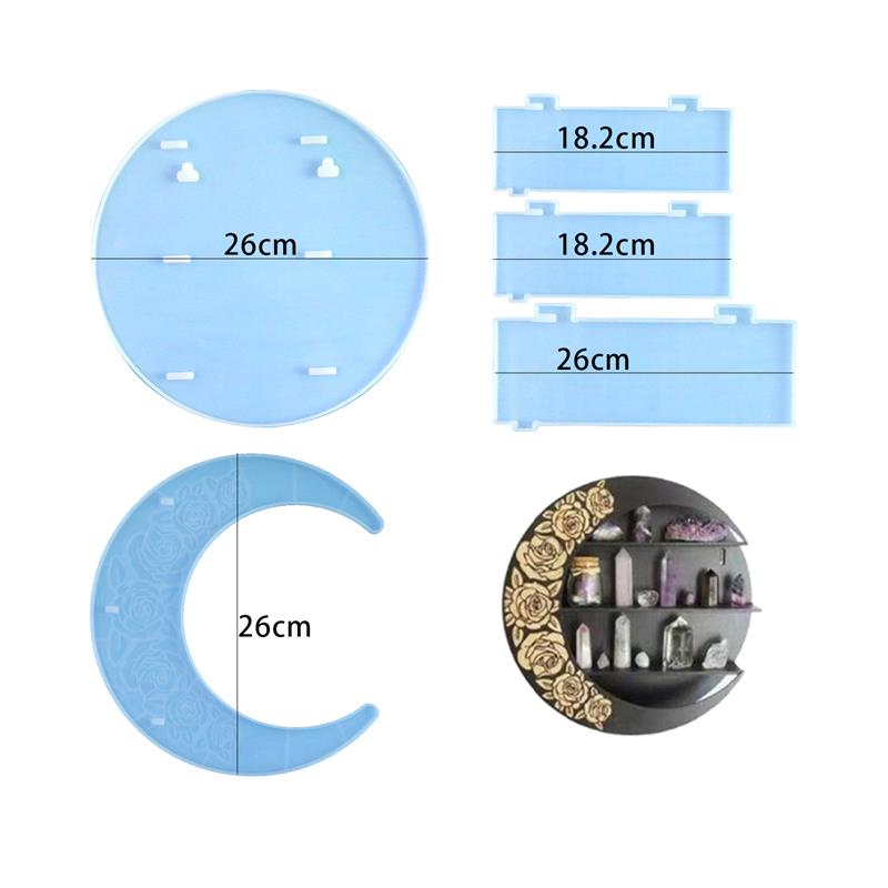 Estante de almacenamiento en forma de luna, molde de silicona INS, colgante de pared de viento, Molde de resina Epoxy hecho a mano, estilo gato, accesorios de decoración del hogar: Grey