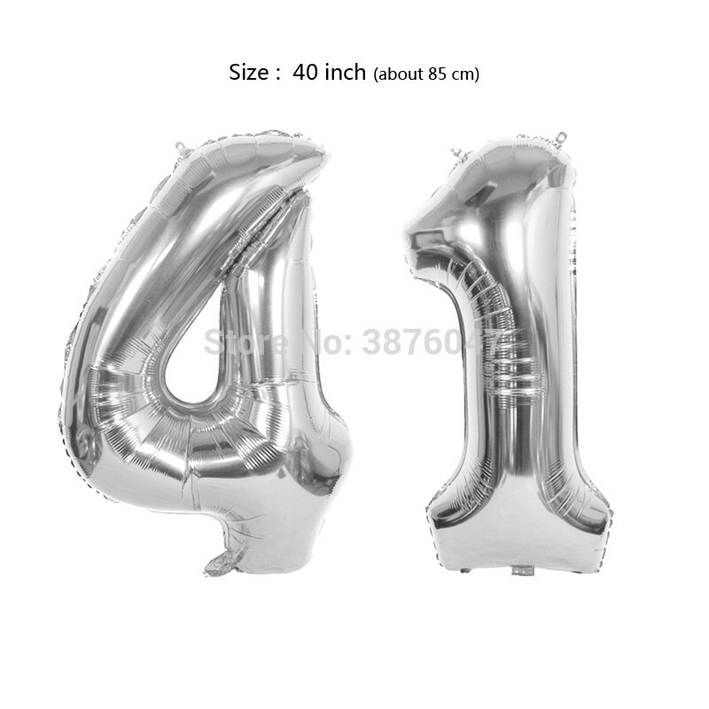40inch 40 41 42 43 44 45 balloon rose gold silver anniversary party decoration 40th 41st 42nd 43rd 44th 45th birthday balloons: Silver-41