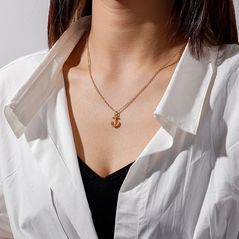 Eenvoudige stijl sleutelbeenketting zee marine anker kettingen en hangers voor vrouwen meisjes verjaardagsfeestje sieraden collier