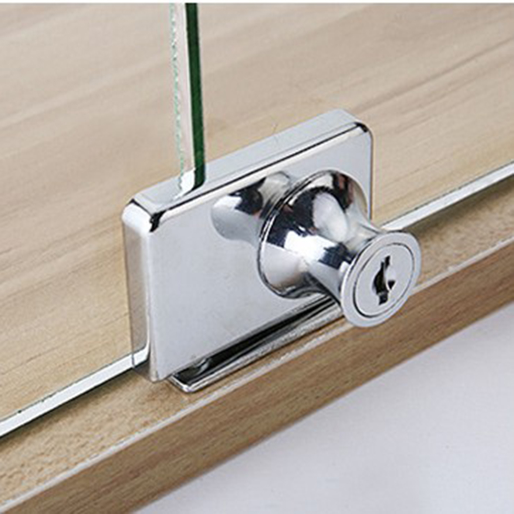 Durable In Use Sliding Window Display Cabinet Showcase Lock Glass Door Lock With Keys, Easy To Install No Need Drill