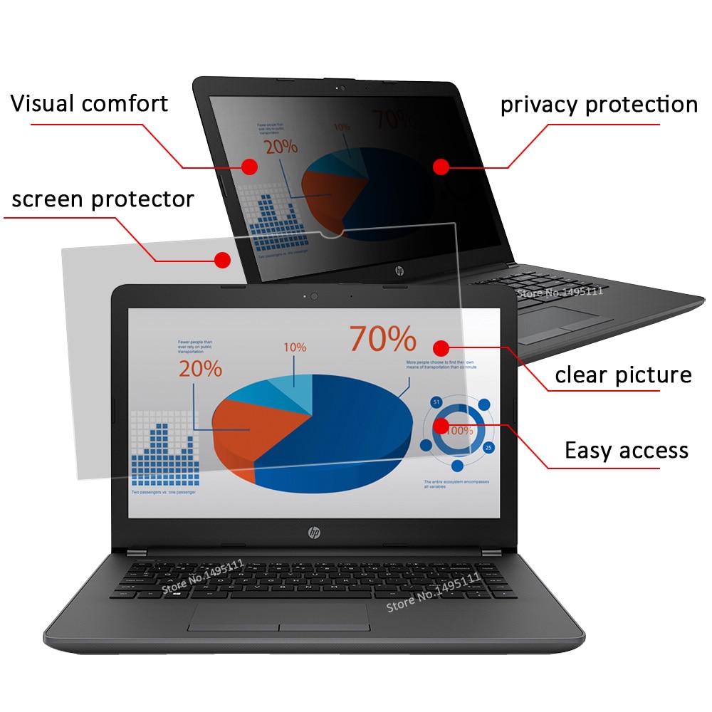 Película protectora de pantalla LCD antideslumbrante, filtro de privacidad de 24 pulgadas (531mm x 298mm) para monitores de ordenador portátil y PC, pantalla panorámica 16:9