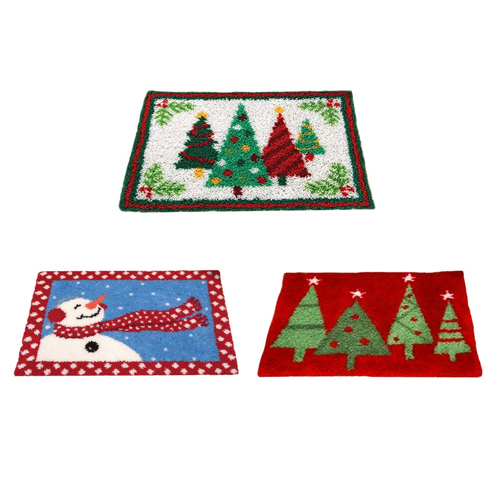 Christmas Latch Hook Kits Cushion Cover Rug Making Kits DIY for Kids/Adults with Printed Canvas Pattern 20