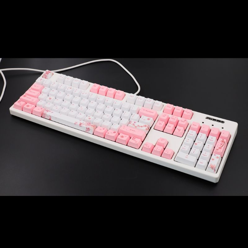 PBT Cherry Blossom Keycap Mechanical Keyboard Keycaps Dye-Sublimation Keycap