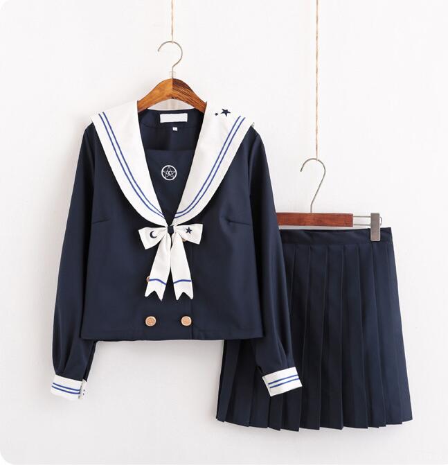 Japanese JK uniform Star Moon Fantasy JK Uniform Skirt, Day Lip, Female Sailor's Dress, Japanese long sleeve Uniform Suit NN-S6B