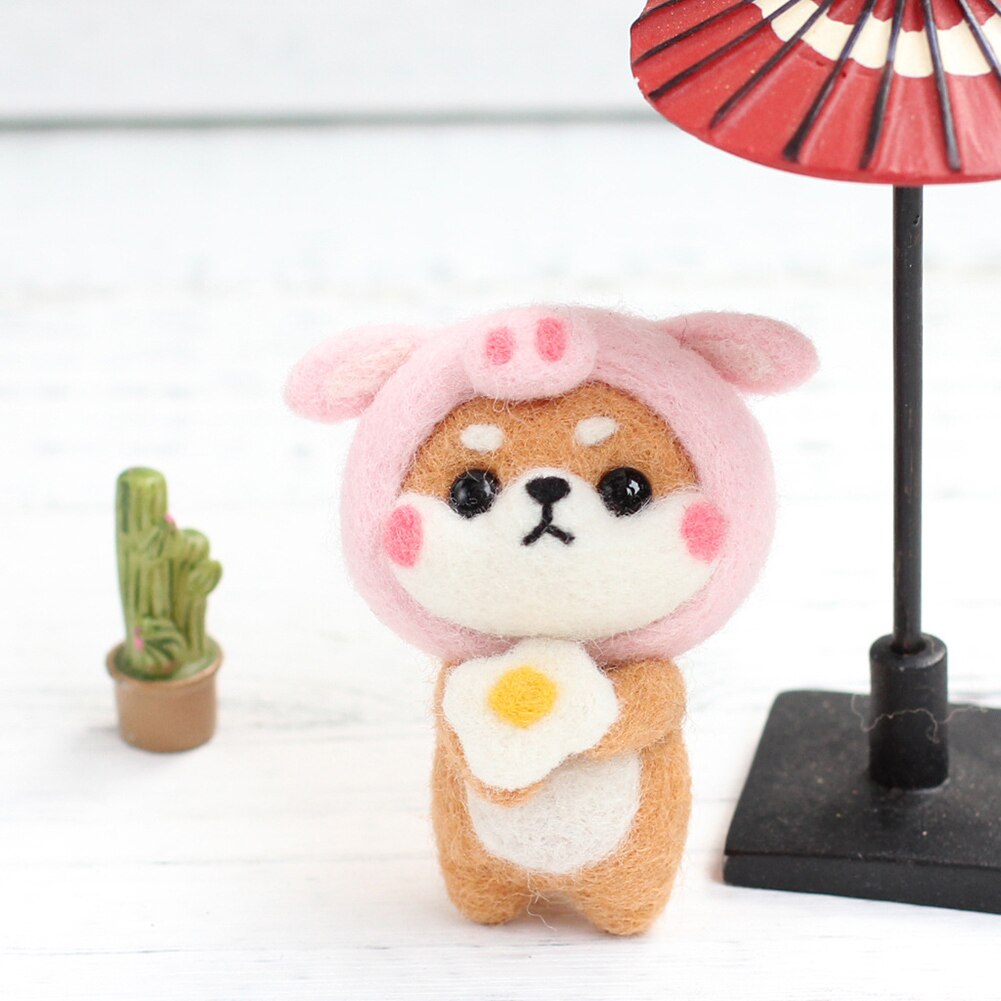 14x10x6cm manualidad de fieltro de lana DIY muñeca encantadora sin terminar Poked Set Kit para manualidades para Material de aguja bolsa paquete DIY juguetes: c