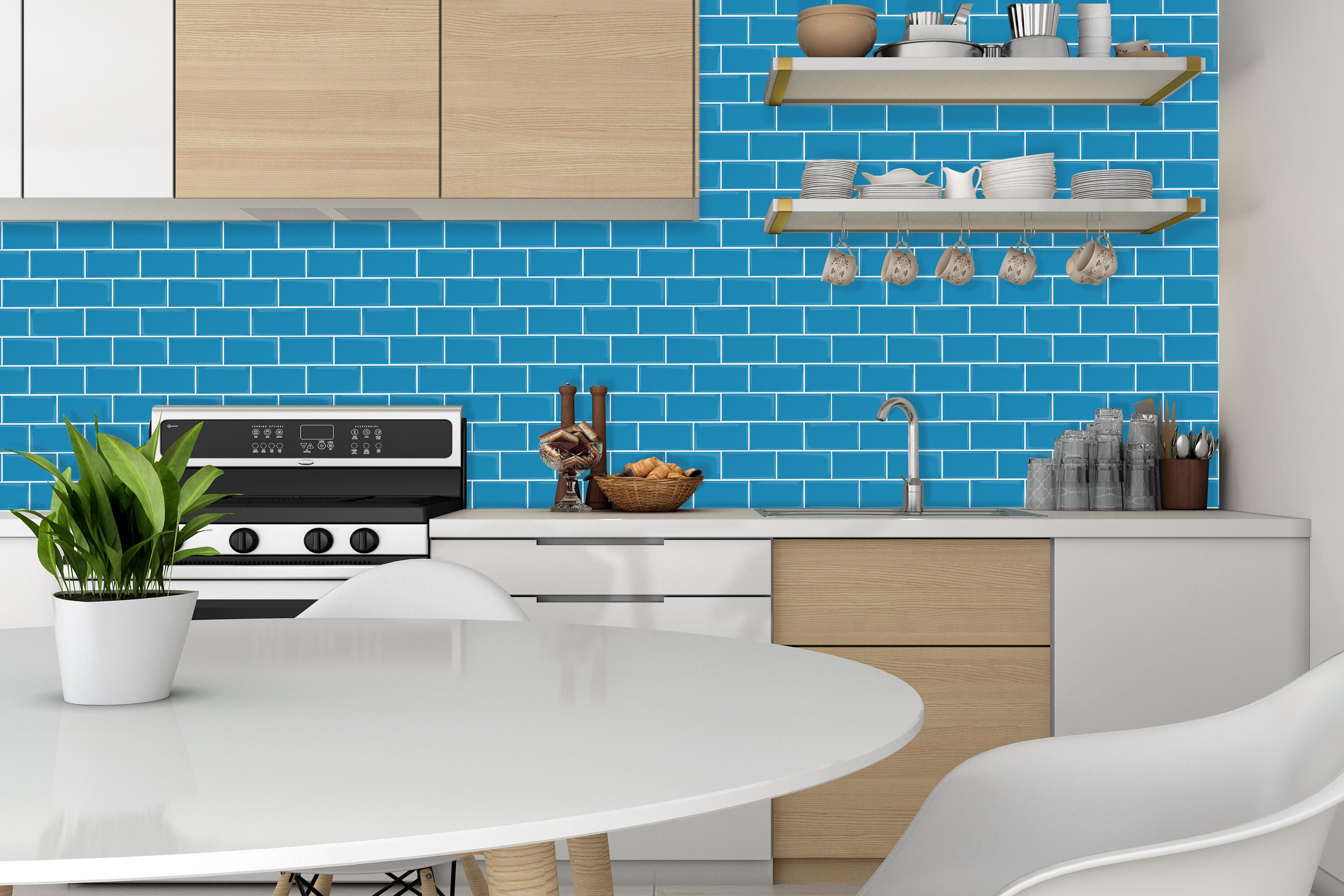 Papier peint adhésif résistant à l'eau, 1 feuille, autocollant mural Premium pour salle de bain