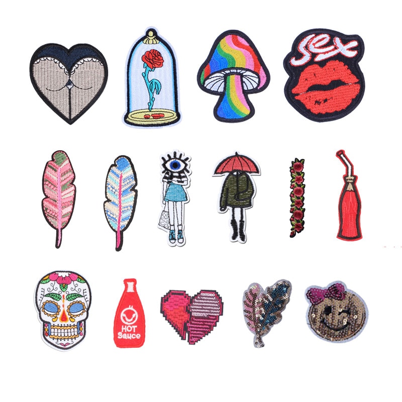 Diverse Geborduurd Iron On Patches Creatieve Badges Motorfiets Parches Voor Kleding Rugzak Diy Strepen Kleding Stickers F