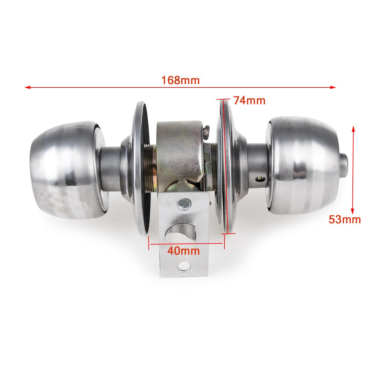 Stainless Steel Round Internal Door Lock Entrance Passage Entry Keyed Door Knobs Handle Bedroom Bathroom Livingroom