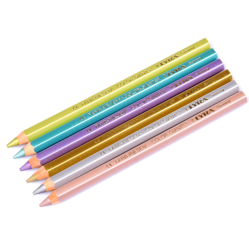 Germany LYRA colored pencil set COLOR GIANTS thick rod 6 color colored pencil Metallic pen School supplies