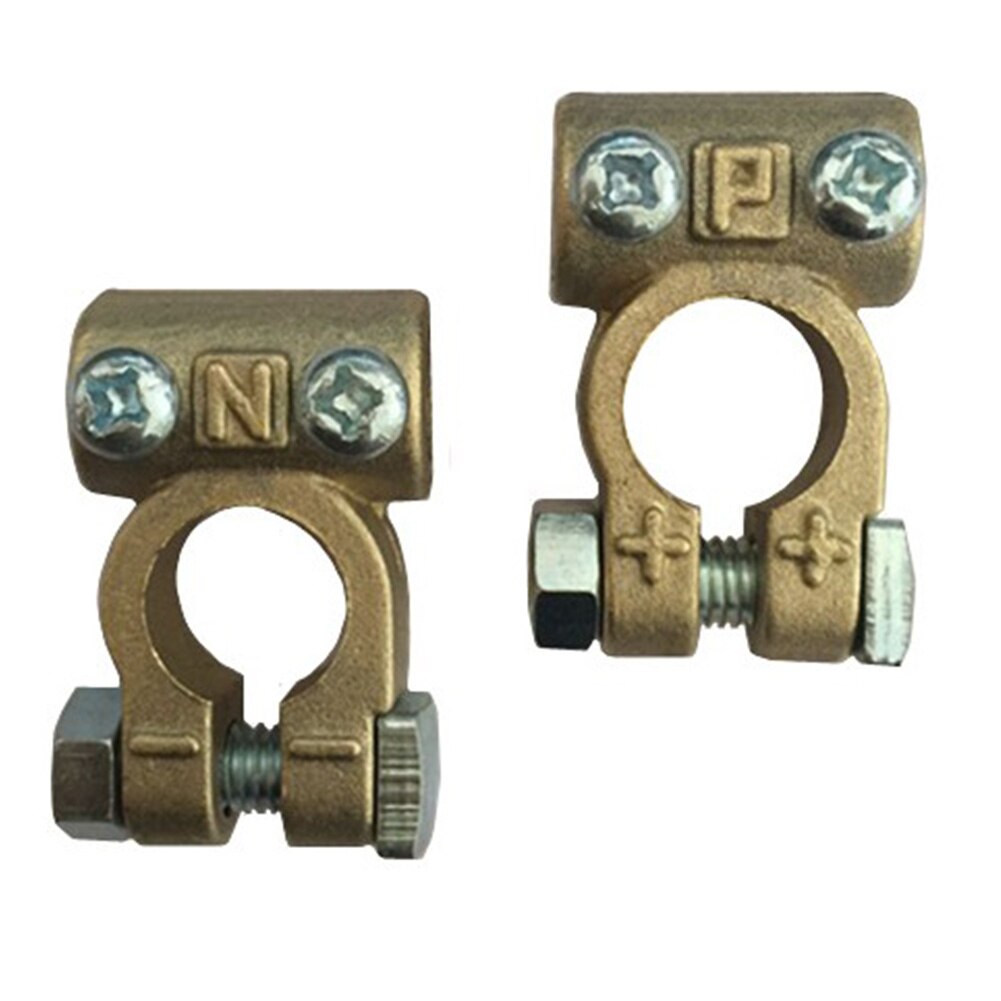 2 uds Cable negativo de conexión automática, abrazaderas de terminales de batería de coche de latón positivo, tornillo Universal Chapado en Metal