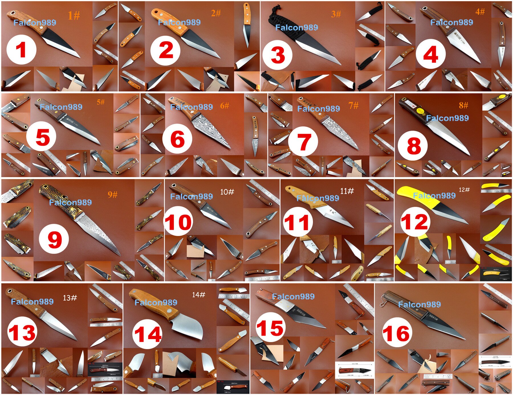 16kinds Leather Craft Heavy Duty Utility Skiving Carving Cutting Cutter Knife Tool - Edger Creaser Groover Skiver Beveler Slicke