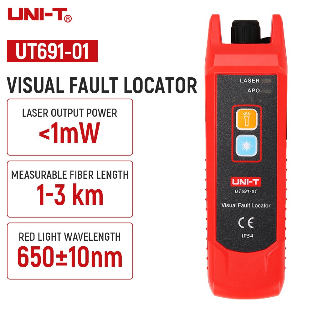 Prova visiva del cavo della rete del Tester della fibra ottica del localizzatore di guasto UNI-T UT691 con il Tester di sorgente di luce rossa della torcia elettrica: UT69101