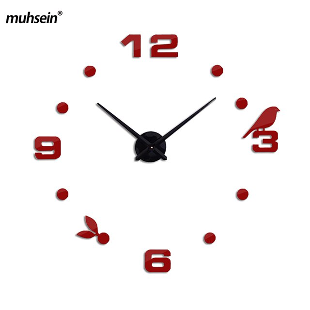 Grande horloge murale 3d auto-adhésive | Horloge numérique murale de grande taille, Style moderne comme d'anniversaire, ,: red / 47inch