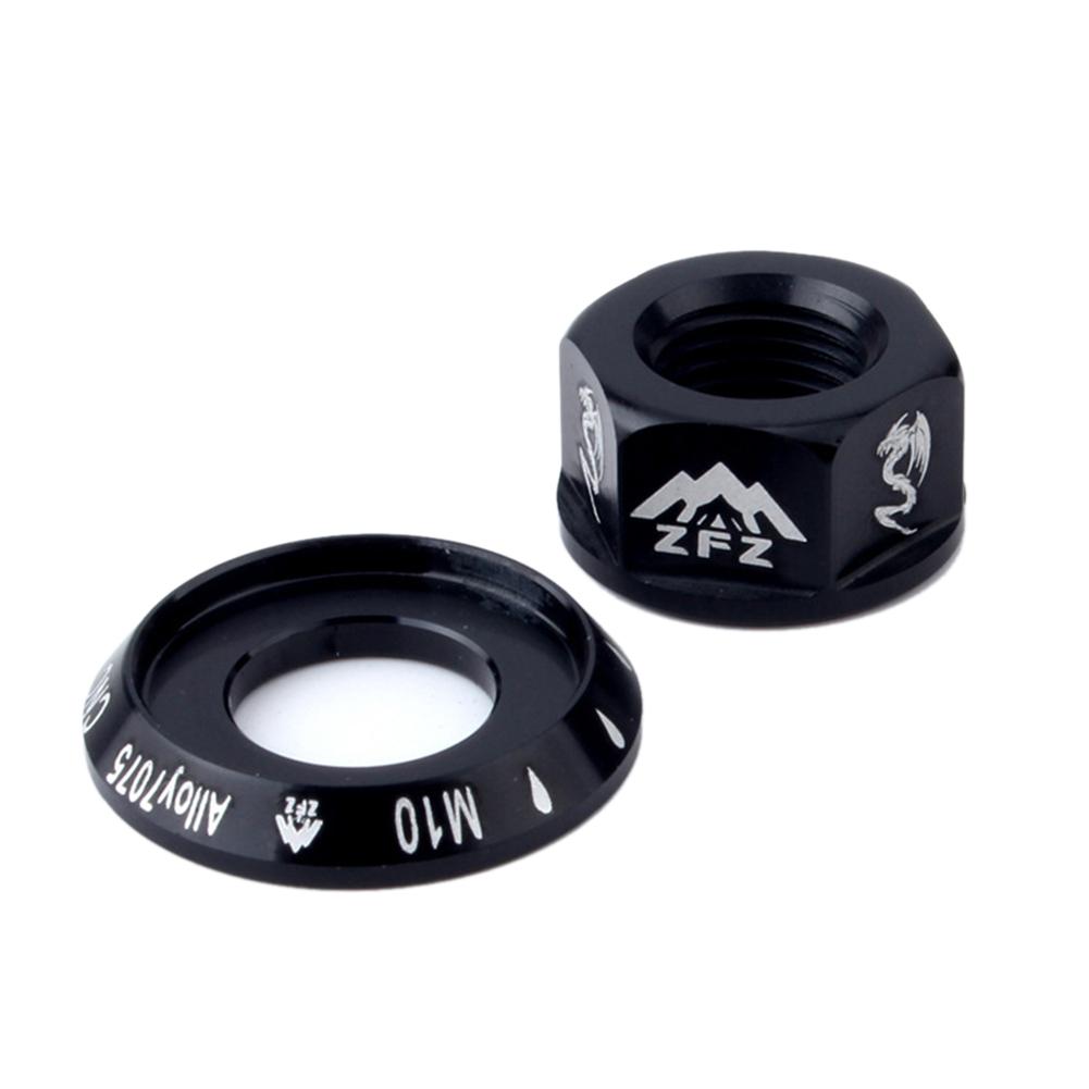 2 stuks Folding Fixed Gear Fiets Hub Noten Glanzende Kleur Voor Achter Drum Hub As Bevestiging Anti-slip Textuur m10 Moer Voor Firm: Black