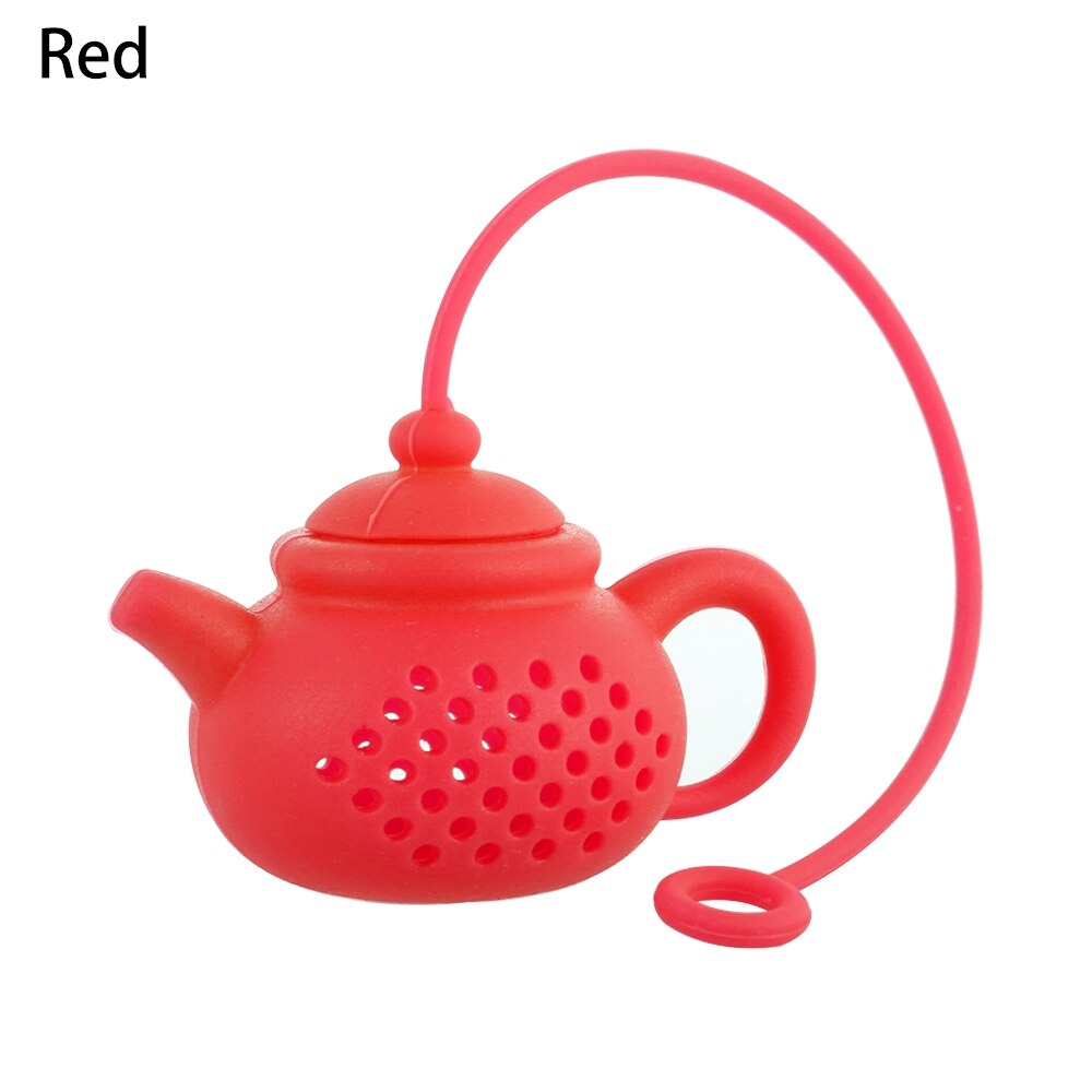 1pc duurzame siliconen thee-infusers in theepotvorm, theefilters, zeefjes, diffusers, theeaccessoires, keuken- en eetgerei.: Rood