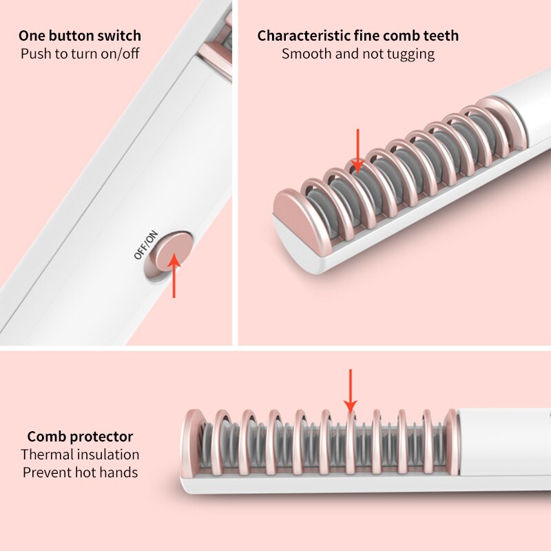 Mini Hair Straightener Brush Beard Comb Flat Iron Styler Mini Hair Styling Tool Little Comb For Straigh