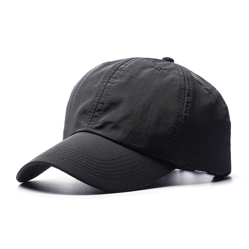 Berretto da Baseball estivo da uomo di grandi dimensioni con cappello da sole rapido e asciutto da uomo cappelli sportivi in cotone Snapback 56-60cm 58-63cm: Polyester Black / 58-63cm