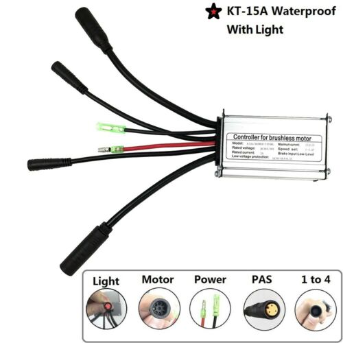 48V 36V 17/30A Controller Voor 500W 750W Borstelloze Motor Elektrische Fiets Waterdicht Kt Controller elektrische Fiets Accessorice: 15A with Light Wire