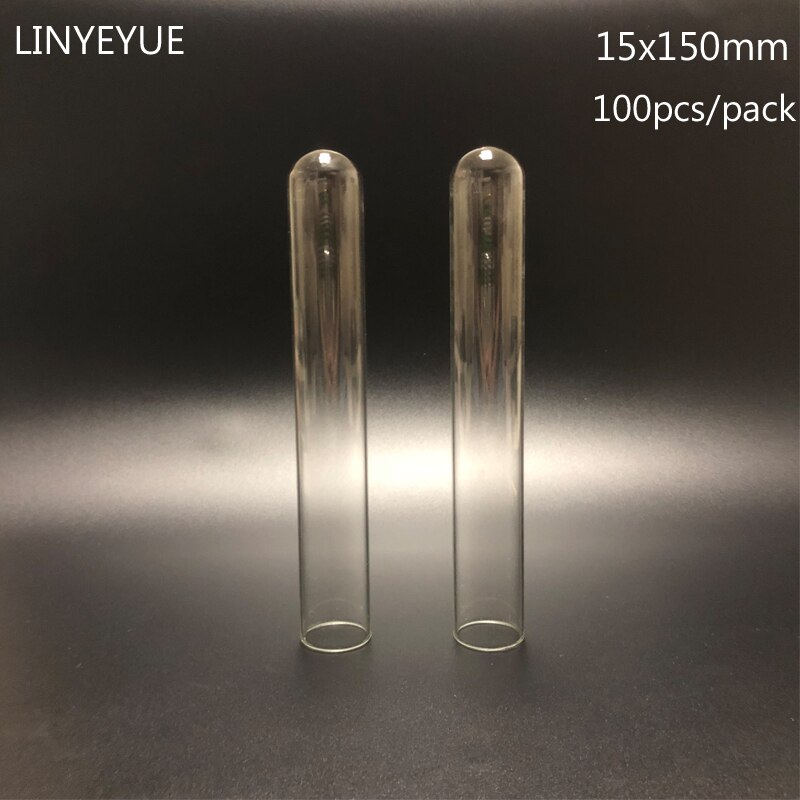 100 pieces/pack 15x150mm lab Glass Test tube U-shape Bottom Laboratory Glass Tube
