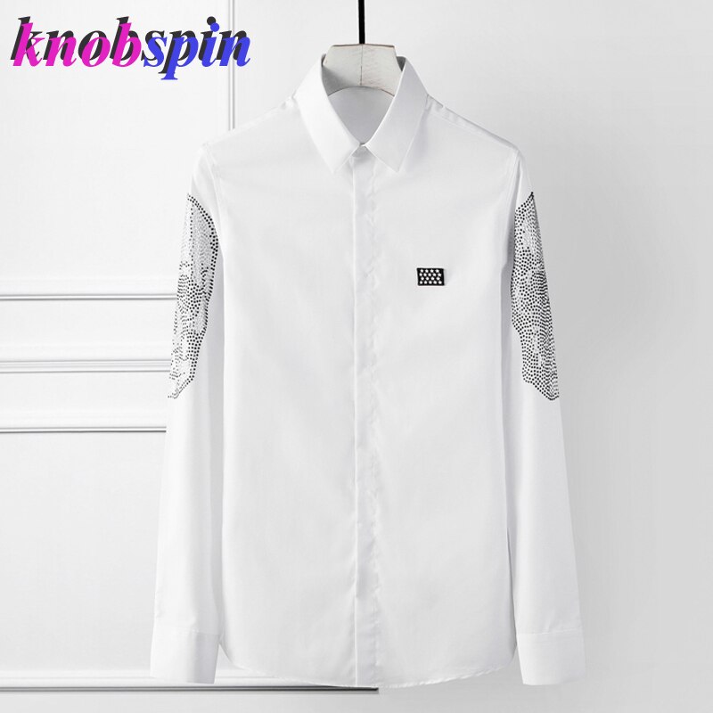 Top Brand Shirt men Solid Slim Long sleeve Business male Dress Shirts Social Camisas masculina Big Size 4XL: white / L(62-70kg)