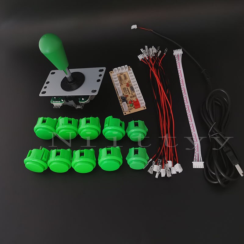 Arcade Joystick Diy Kit Nul Vertraging Arcade Diy Kit Usb Encoder Om Pc Arcade Sanwa Joystick Push Knoppen Voor Arcade mame: green